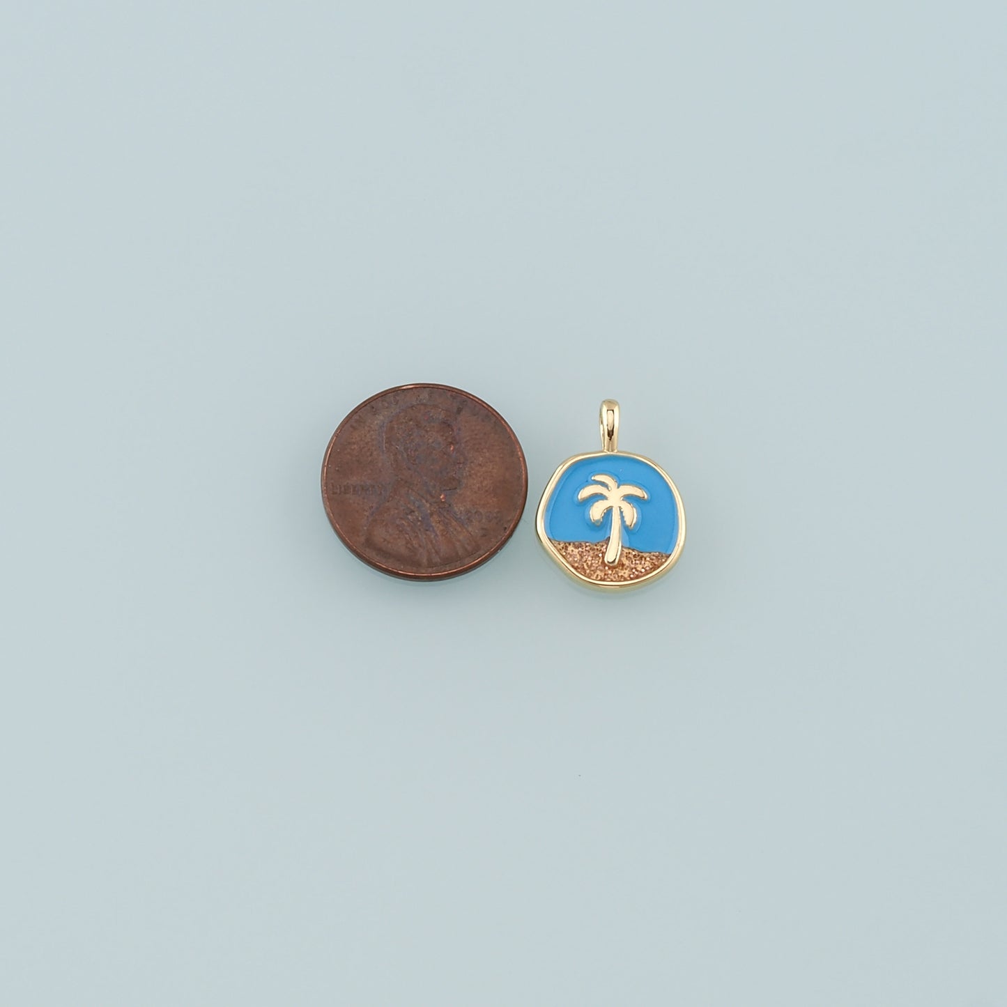 Gold Palm Tree Charms,18K Gold Filled Palm tree Pendant,Enamel coconut tree Charm Bracelet Necklace for DIY Jewelry Making Supply