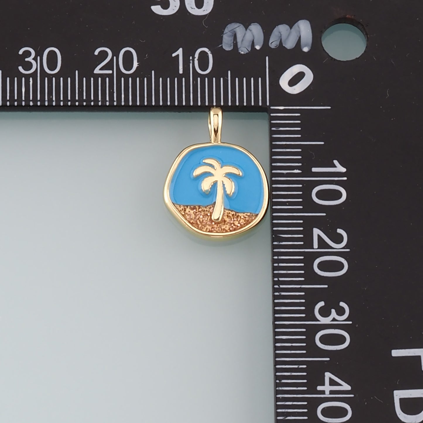 Gold Palm Tree Charms,18K Gold Filled Palm tree Pendant,Enamel coconut tree Charm Bracelet Necklace for DIY Jewelry Making Supply
