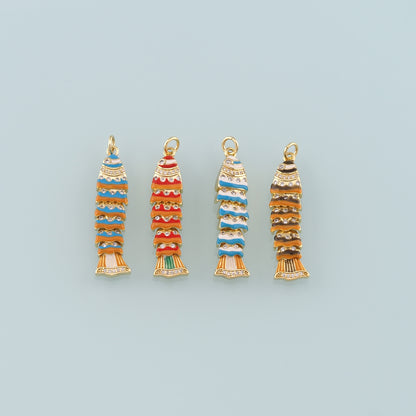 Gold Fish Charms,18K Gold Filled Fish Pendant,Enamel Ocean Charm Bracelet Necklace for DIY Jewelry Making Supply