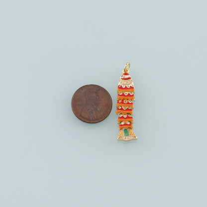 Gold Fish Charms,18K Gold Filled Fish Pendant,Enamel Ocean Charm Bracelet Necklace for DIY Jewelry Making Supply