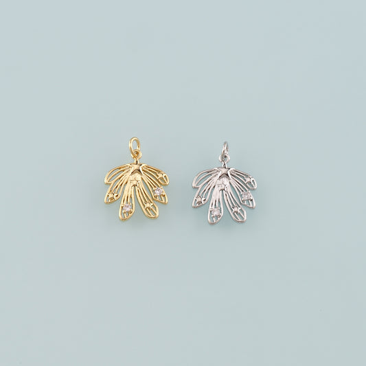 Gold Maple Leaf Charms,18K Gold Filled Maple Leaf Pendant,CZ Micro Pave Leaf Charm Bracelet Necklace for DIY Jewelry Making Supply