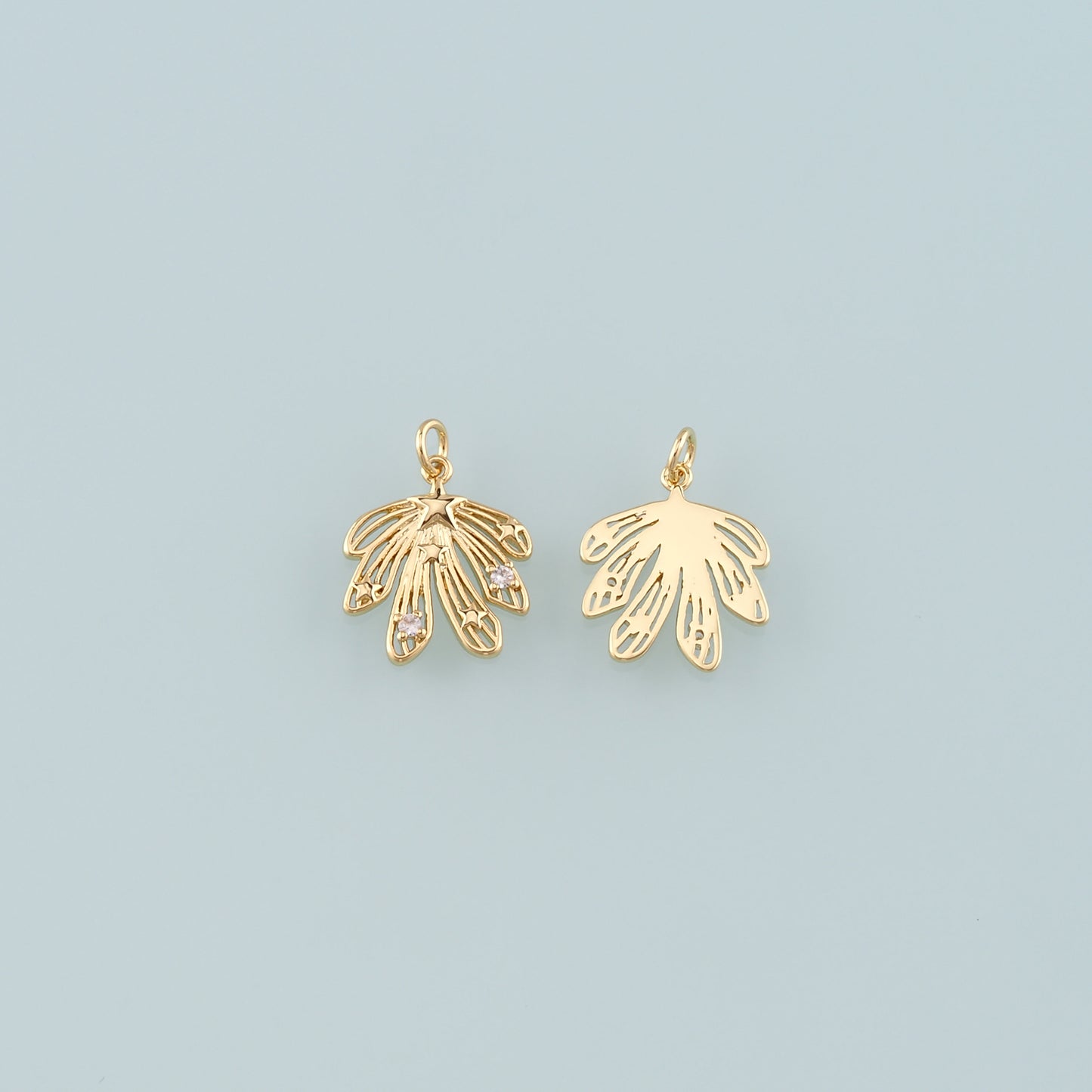 Gold Maple Leaf Charms,18K Gold Filled Maple Leaf Pendant,CZ Micro Pave Leaf Charm Bracelet Necklace for DIY Jewelry Making Supply