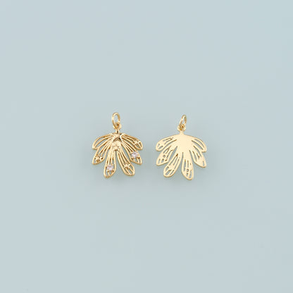 Gold Maple Leaf Charms,18K Gold Filled Maple Leaf Pendant,CZ Micro Pave Leaf Charm Bracelet Necklace for DIY Jewelry Making Supply