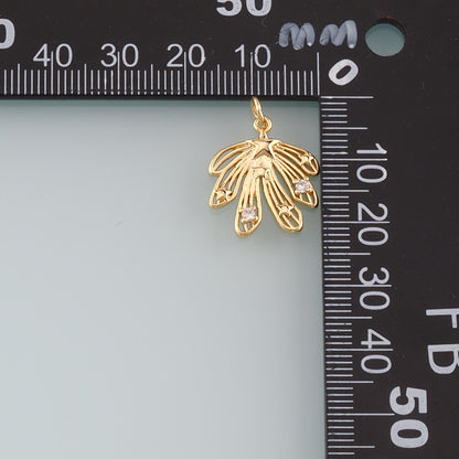Gold Maple Leaf Charms,18K Gold Filled Maple Leaf Pendant,CZ Micro Pave Leaf Charm Bracelet Necklace for DIY Jewelry Making Supply