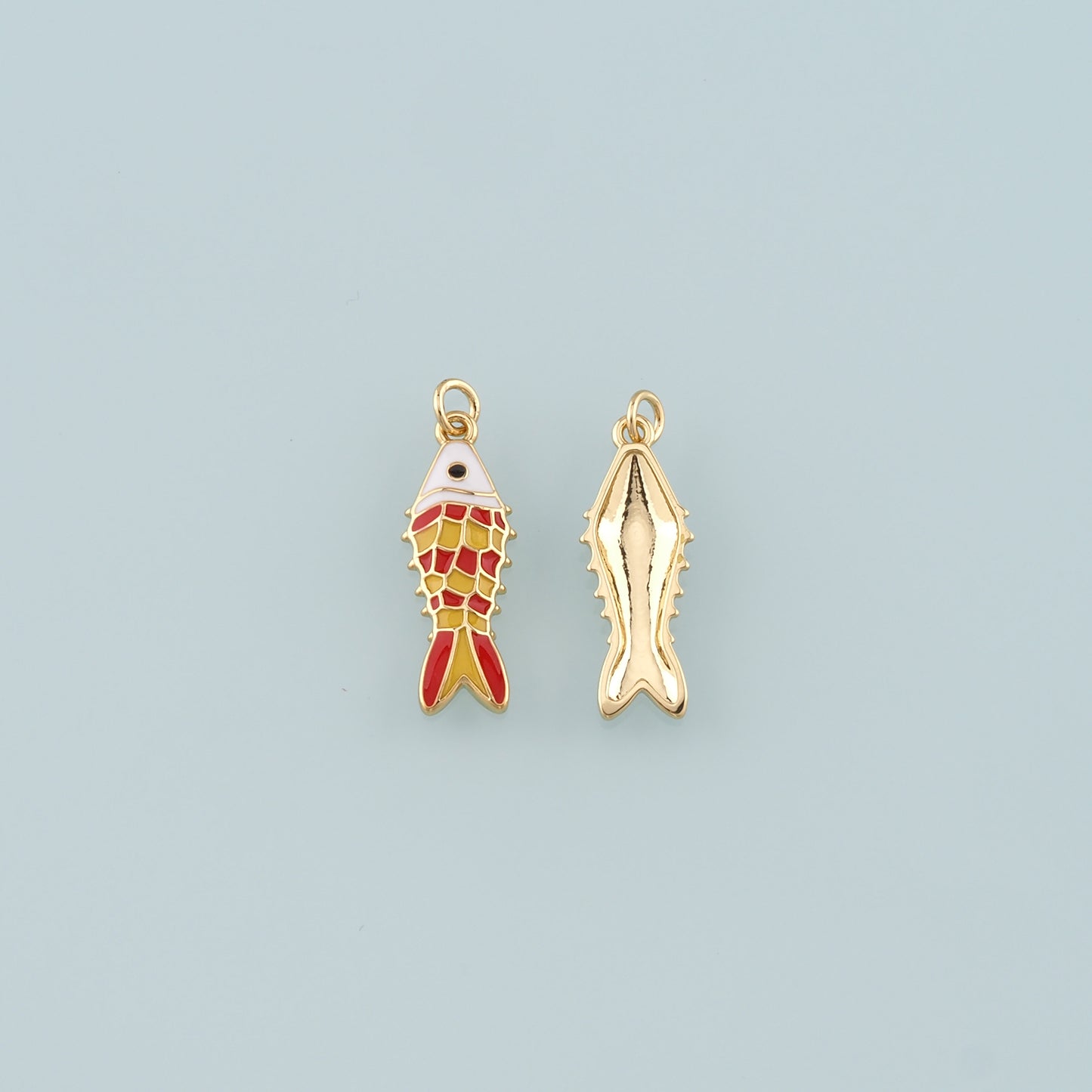 Gold Fish Charms,18K Gold Filled Fish Pendant,Enamel Ocean Charm Bracelet Necklace for DIY Jewelry Making Supply