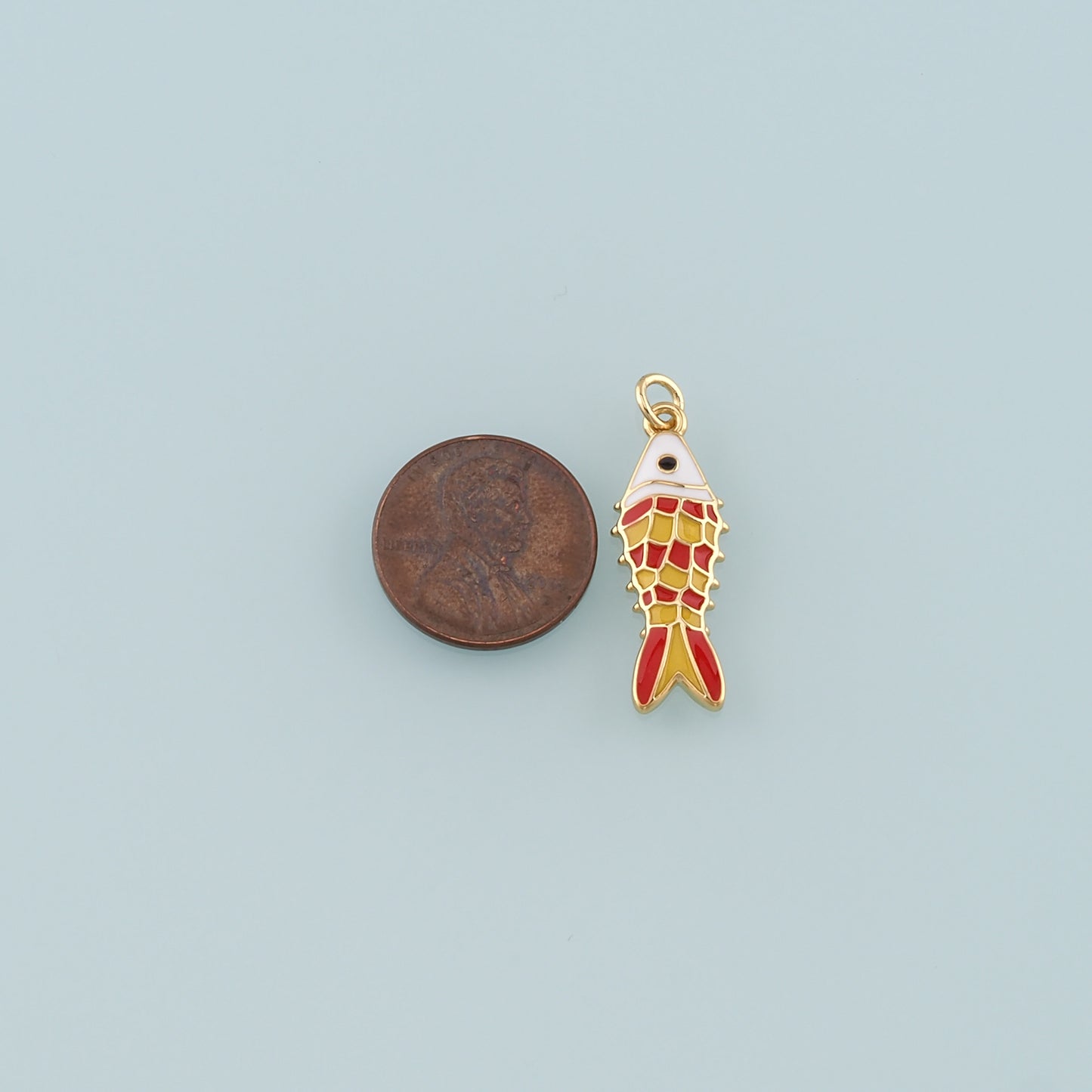 Gold Fish Charms,18K Gold Filled Fish Pendant,Enamel Ocean Charm Bracelet Necklace for DIY Jewelry Making Supply