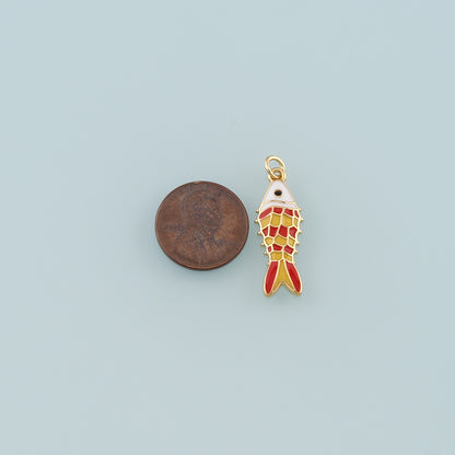 Gold Fish Charms,18K Gold Filled Fish Pendant,Enamel Ocean Charm Bracelet Necklace for DIY Jewelry Making Supply