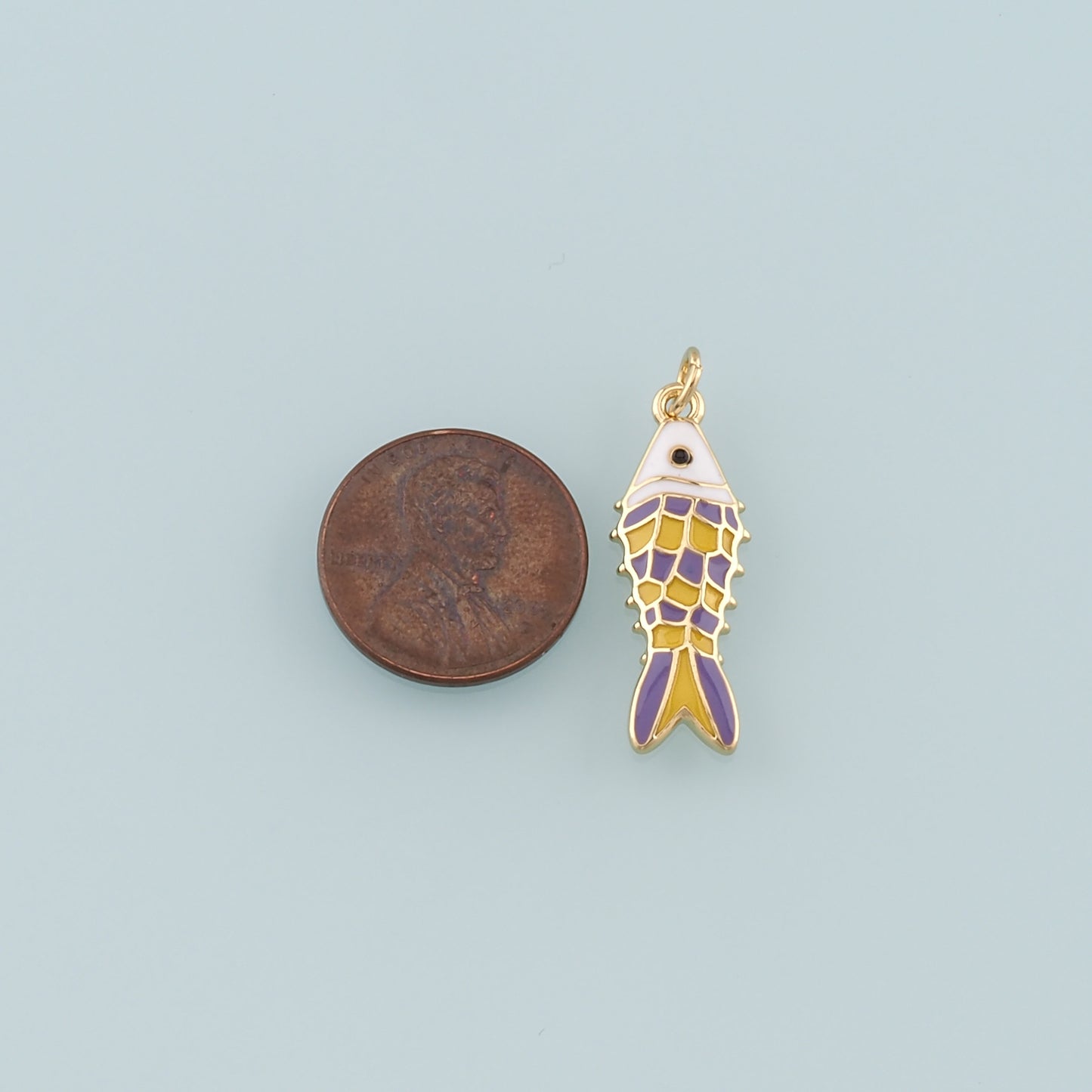 Gold Fish Charms,18K Gold Filled Fish Pendant,Enamel Ocean Charm Bracelet Necklace for DIY Jewelry Making Supply