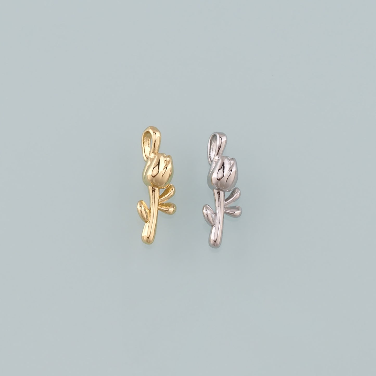 Gold Rose Charm,18K Gold Filled Rose Pendant,Flower Charm Bracelet Necklace for DIY Jewelry Making Supply