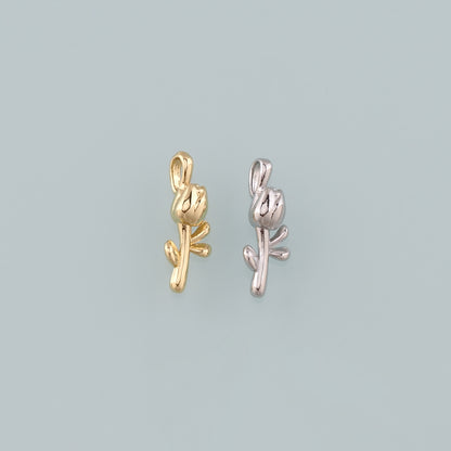 Gold Rose Charm,18K Gold Filled Rose Pendant,Flower Charm Bracelet Necklace for DIY Jewelry Making Supply
