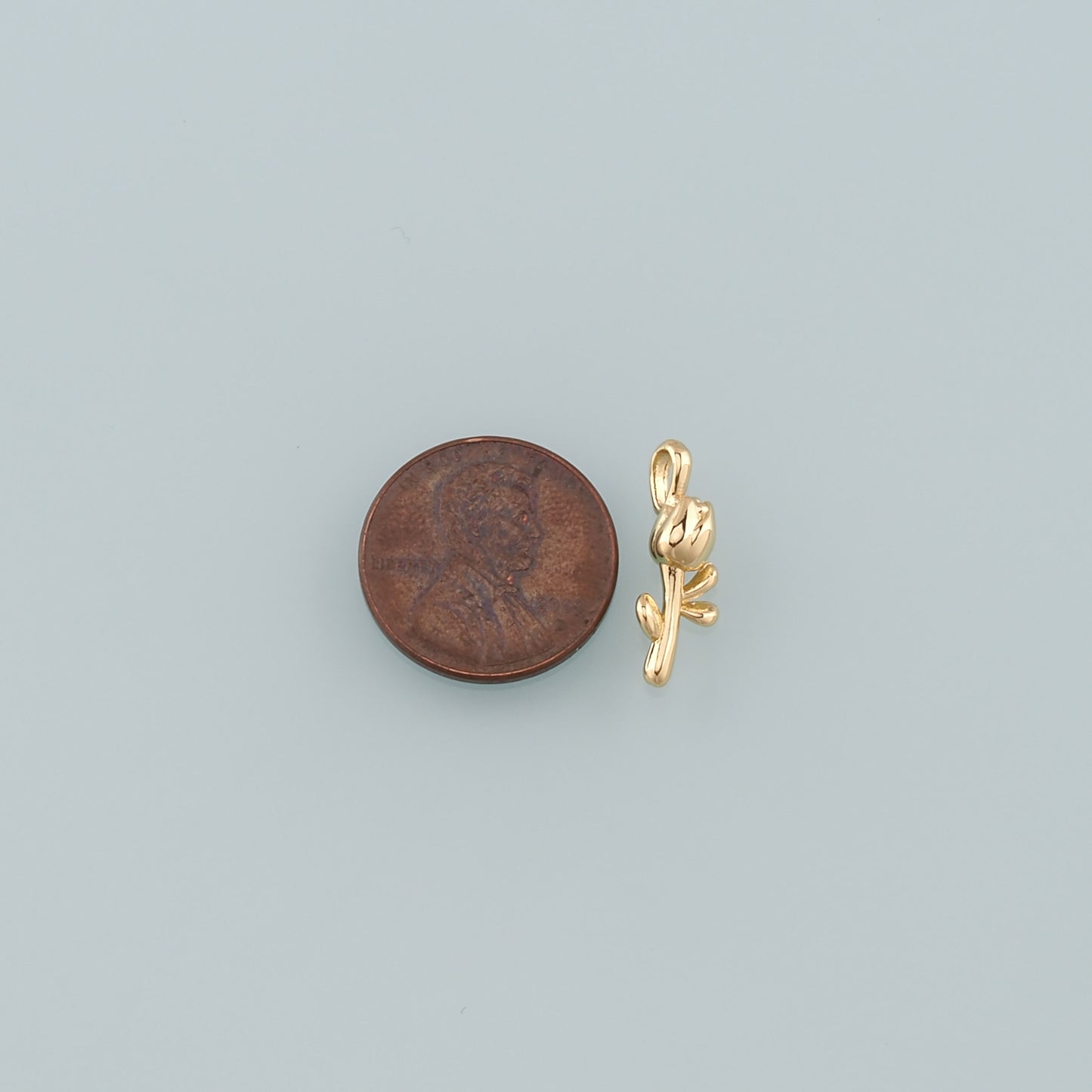 Gold Rose Charm,18K Gold Filled Rose Pendant,Flower Charm Bracelet Necklace for DIY Jewelry Making Supply