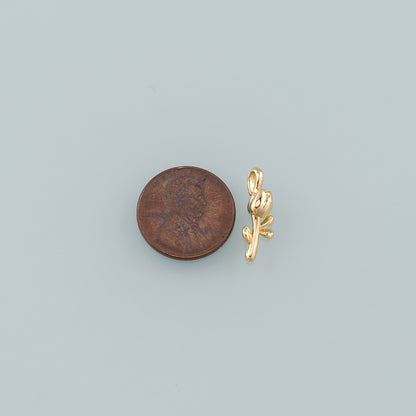 Gold Rose Charm,18K Gold Filled Rose Pendant,Flower Charm Bracelet Necklace for DIY Jewelry Making Supply