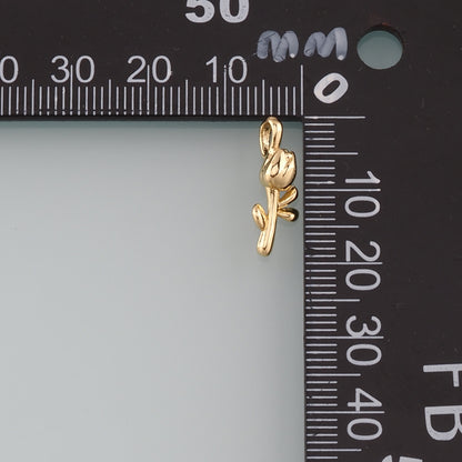 Gold Rose Charm,18K Gold Filled Rose Pendant,Flower Charm Bracelet Necklace for DIY Jewelry Making Supply