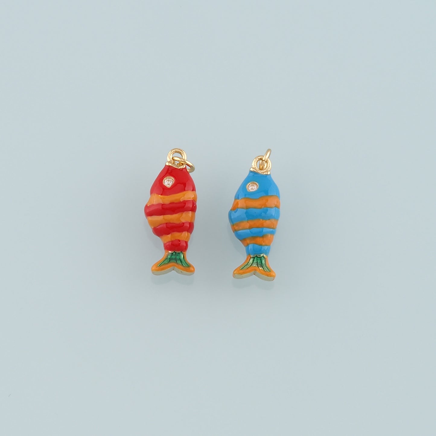 Gold Fish Charms,18K Gold Filled Fish Pendant,Enamel Ocean Charm Bracelet Necklace for DIY Jewelry Making Supply