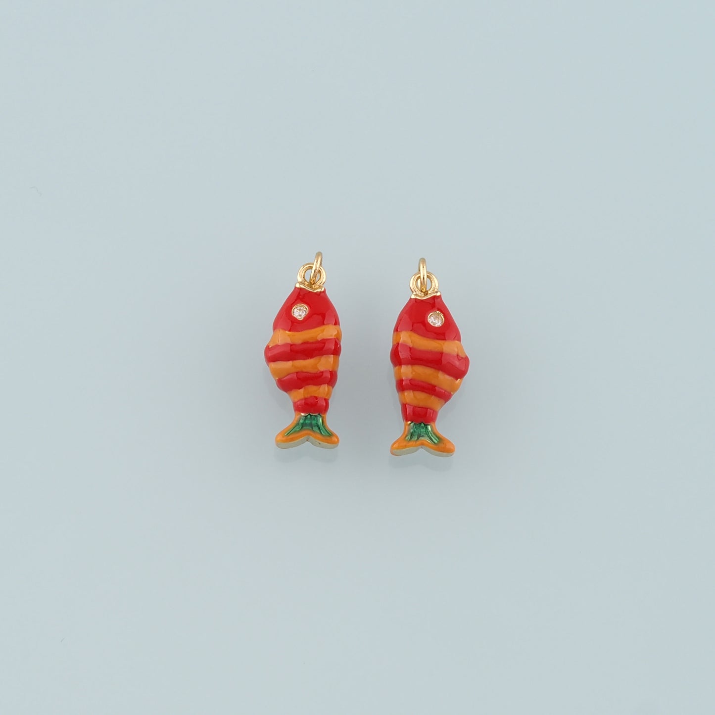 Gold Fish Charms,18K Gold Filled Fish Pendant,Enamel Ocean Charm Bracelet Necklace for DIY Jewelry Making Supply