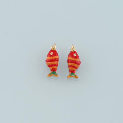 Gold Fish Charms,18K Gold Filled Fish Pendant,Enamel Ocean Charm Bracelet Necklace for DIY Jewelry Making Supply