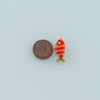 Gold Fish Charms,18K Gold Filled Fish Pendant,Enamel Ocean Charm Bracelet Necklace for DIY Jewelry Making Supply