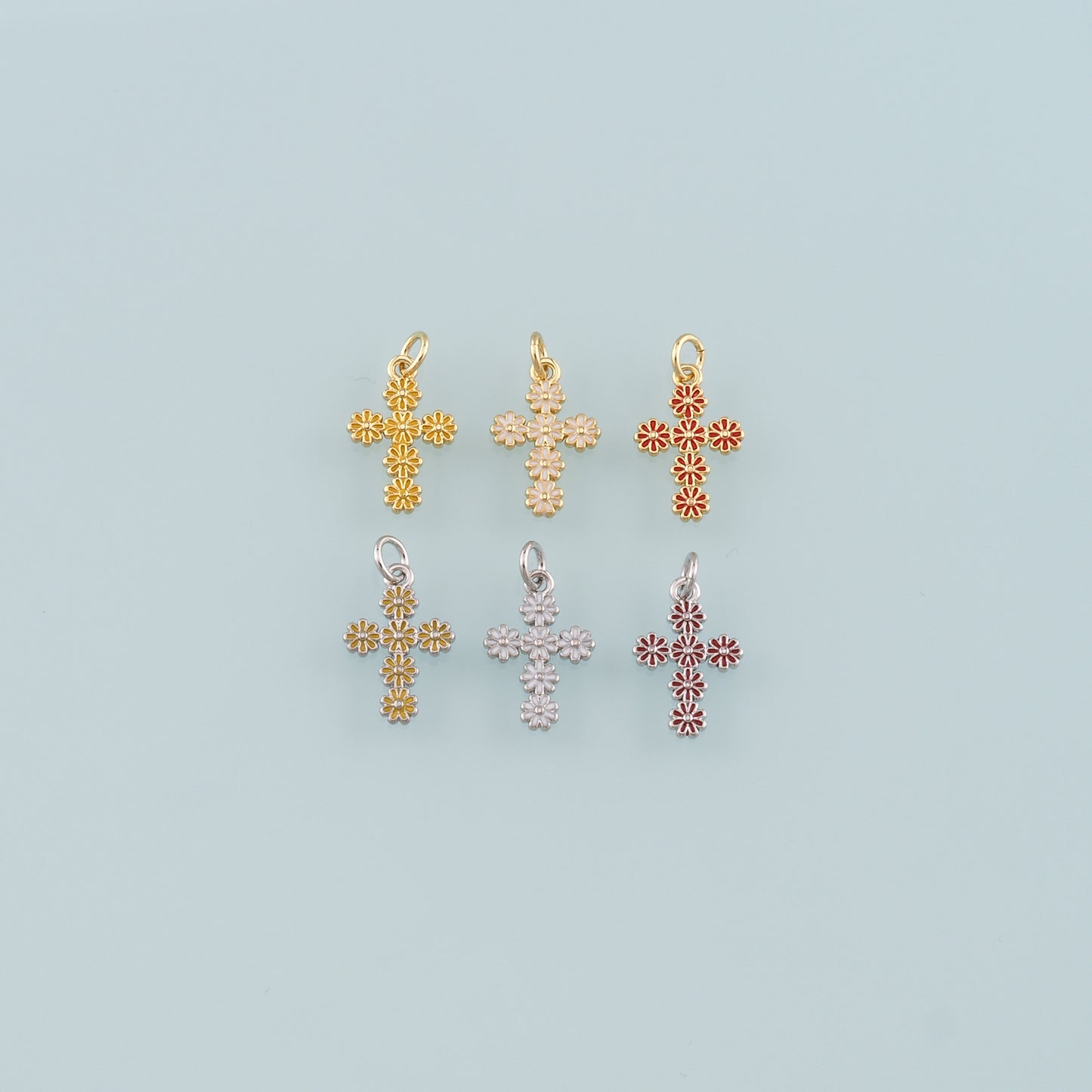 Gold Cross Charms,18K Gold Filled Cross Pendant,Enamel Religion Charm Bracelet Necklace for DIY Jewelry Making Supply