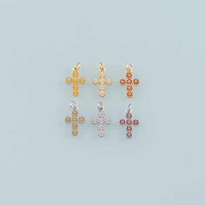 Gold Cross Charms,18K Gold Filled Cross Pendant,Enamel Religion Charm Bracelet Necklace for DIY Jewelry Making Supply