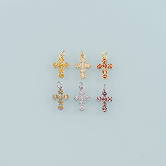 Gold Cross Charms,18K Gold Filled Cross Pendant,Enamel Religion Charm Bracelet Necklace for DIY Jewelry Making Supply