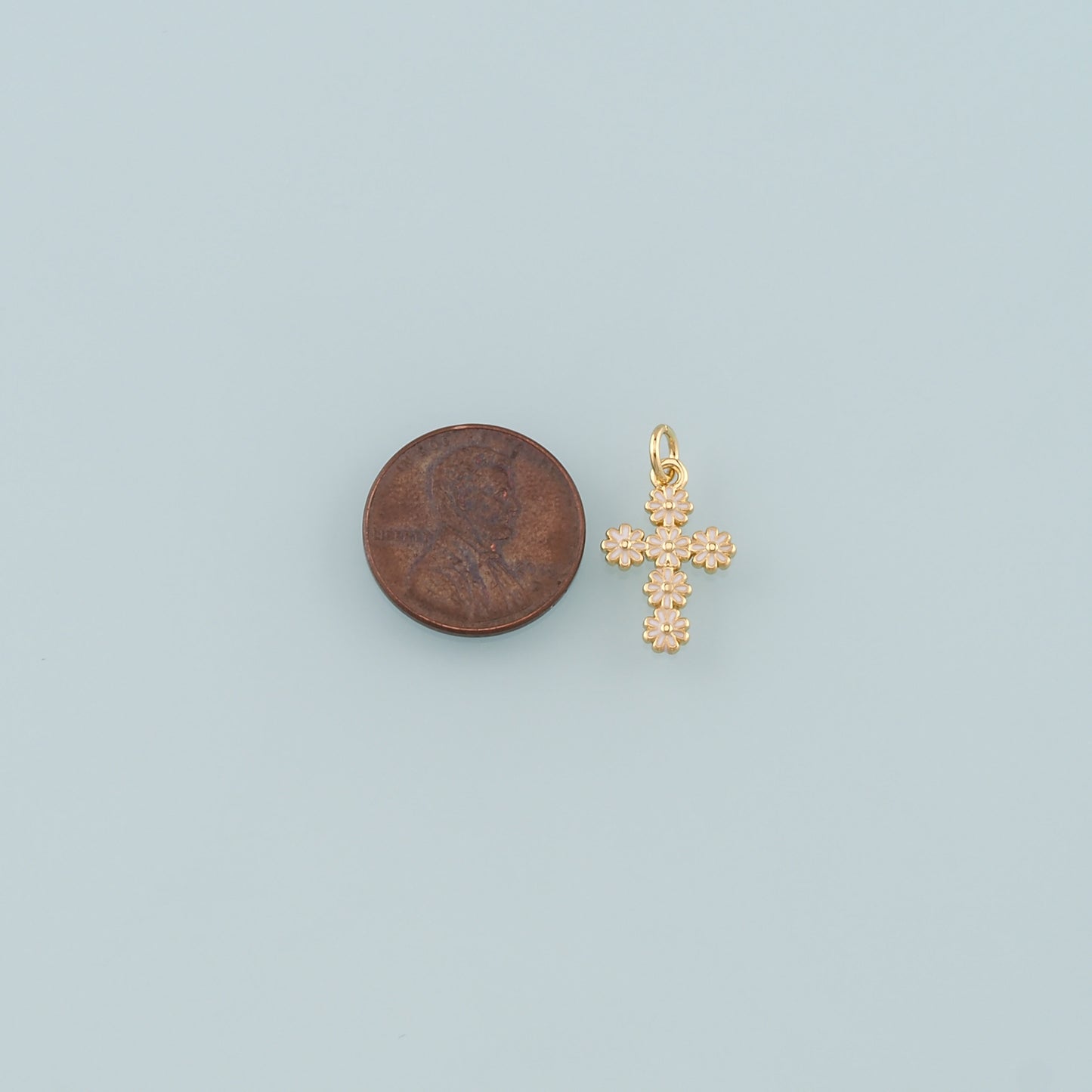 Gold Cross Charms,18K Gold Filled Cross Pendant,Enamel Religion Charm Bracelet Necklace for DIY Jewelry Making Supply