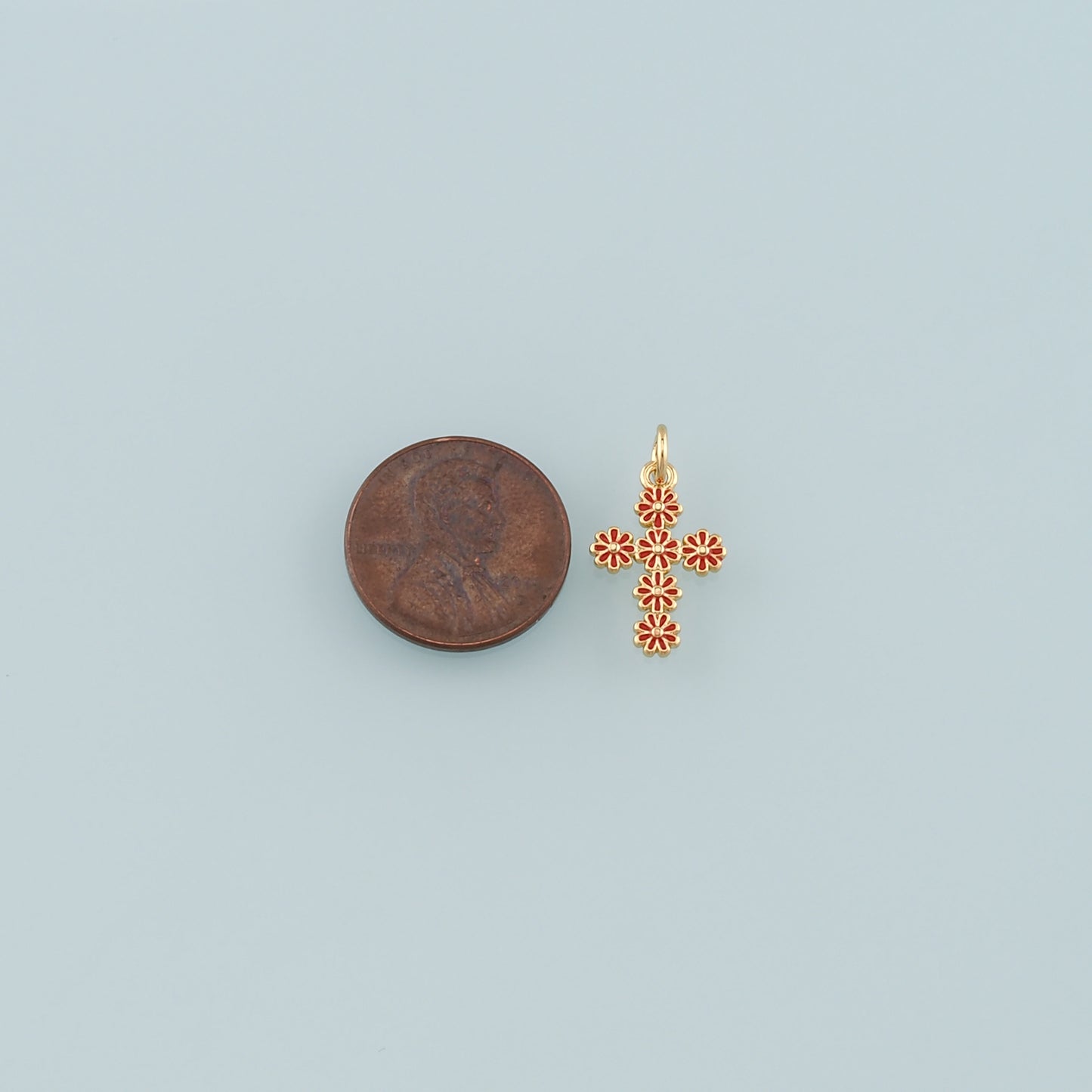 Gold Cross Charms,18K Gold Filled Cross Pendant,Enamel Religion Charm Bracelet Necklace for DIY Jewelry Making Supply