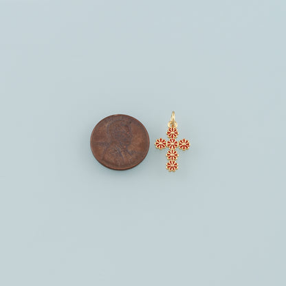 Gold Cross Charms,18K Gold Filled Cross Pendant,Enamel Religion Charm Bracelet Necklace for DIY Jewelry Making Supply