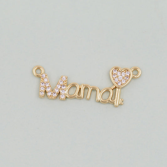 Gold Mama Charms,18K Gold Filled Mama Pendant,Mama Charm Bracelet Necklace for DIY Jewelry Making Supply