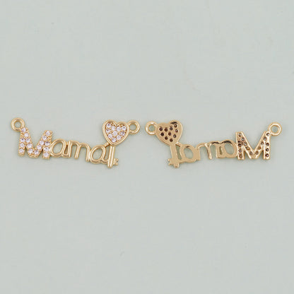 Gold Mama Charms,18K Gold Filled Mama Pendant,Mama Charm Bracelet Necklace for DIY Jewelry Making Supply