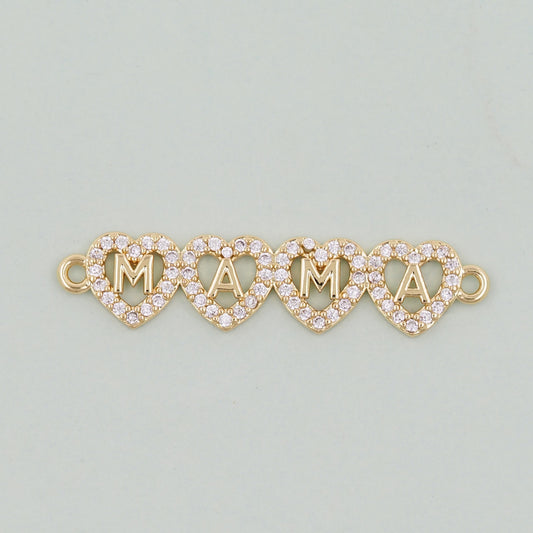 Gold Mama Charms,18K Gold Filled Mama Pendant,Mama Charm Bracelet Necklace for DIY Jewelry Making Supply