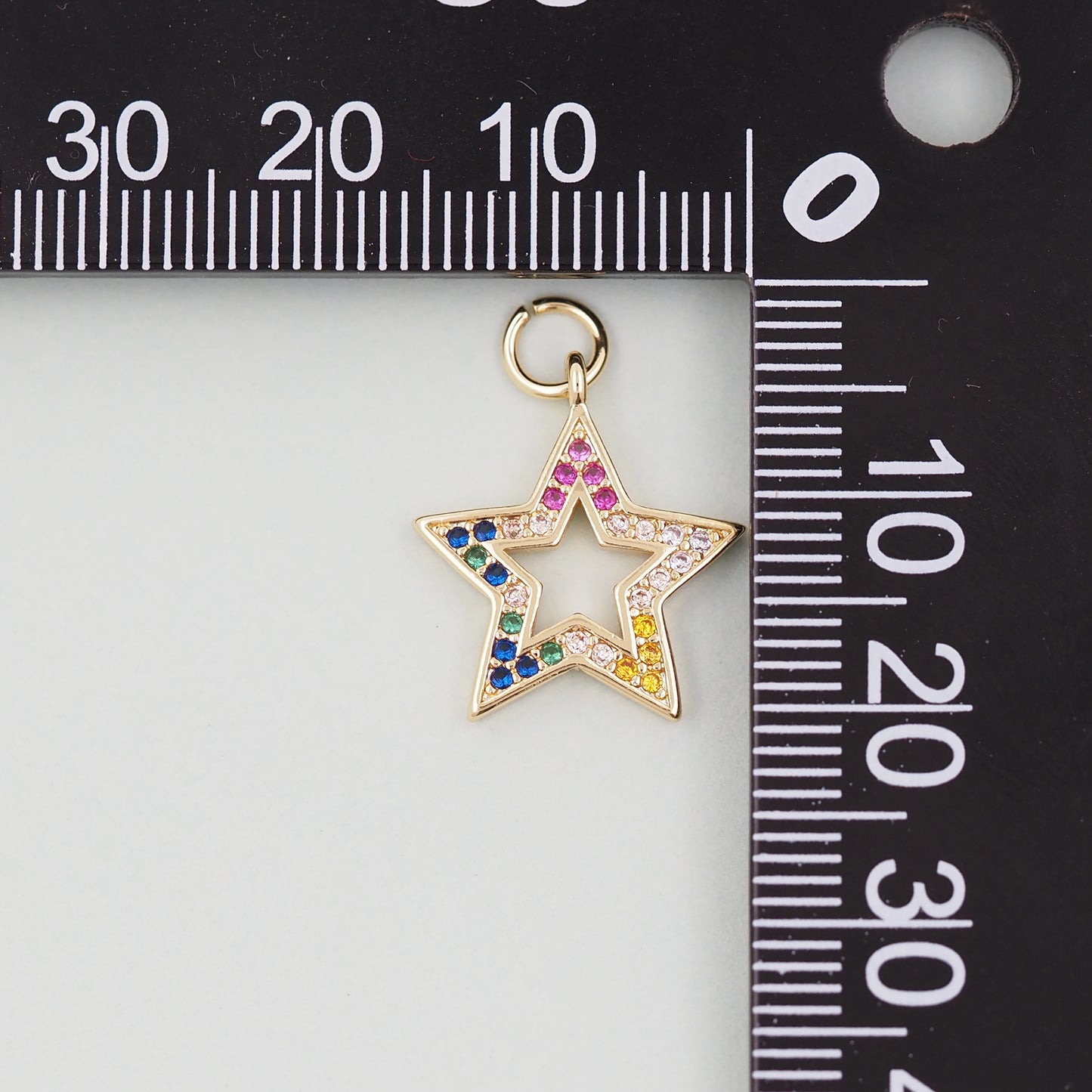 18K Gold Filled Star Pendant,CZ Micro Pave Star Charm Bracelet Necklace for DIY Jewelry Making Supply