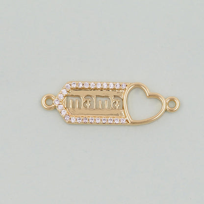 Gold Mama Charms,18K Gold Filled Mama Pendant,Mama Charm Bracelet Necklace for DIY Jewelry Making Supply
