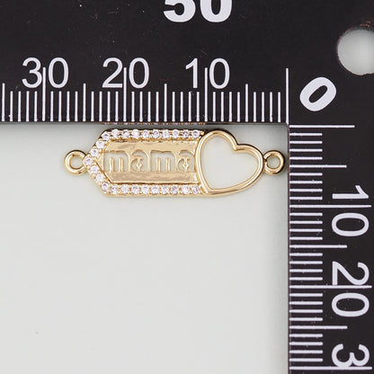 Gold Mama Charms,18K Gold Filled Mama Pendant,Mama Charm Bracelet Necklace for DIY Jewelry Making Supply