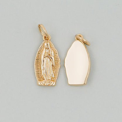Gold Our Lady of Guadalupe Charms,18K Gold Filled virgin mary Pendant Charm Bracelet Necklace for DIY Jewelry Making Supply