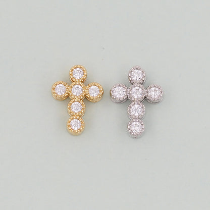 18K Gold Filled Cross Pendant,Cross Charm Bracelet Necklace for DIY Jewelry Making Supply