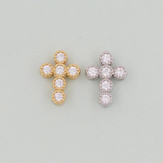 18K Gold Filled Cross Pendant,Cross Charm Bracelet Necklace for DIY Jewelry Making Supply