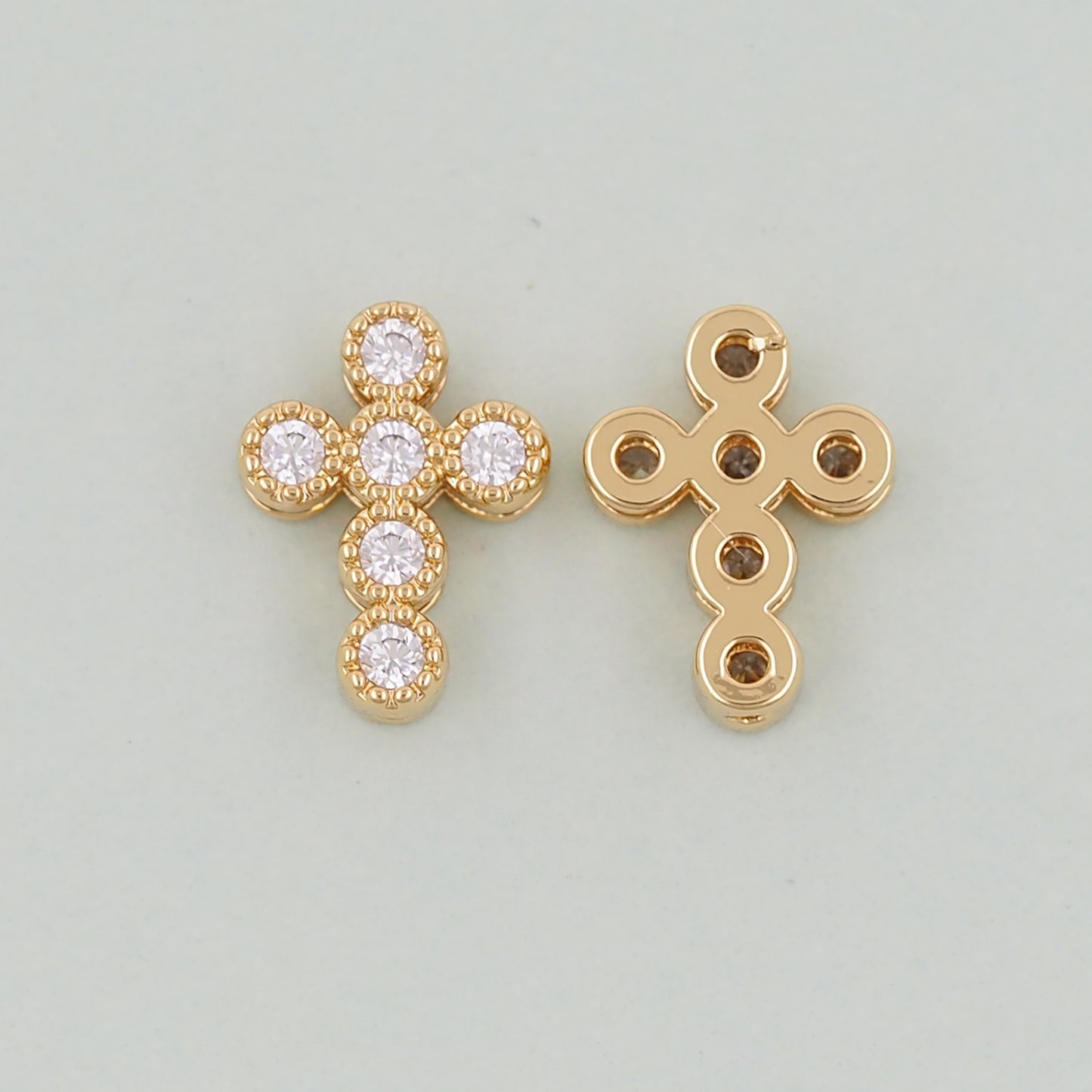 18K Gold Filled Cross Pendant,Cross Charm Bracelet Necklace for DIY Jewelry Making Supply