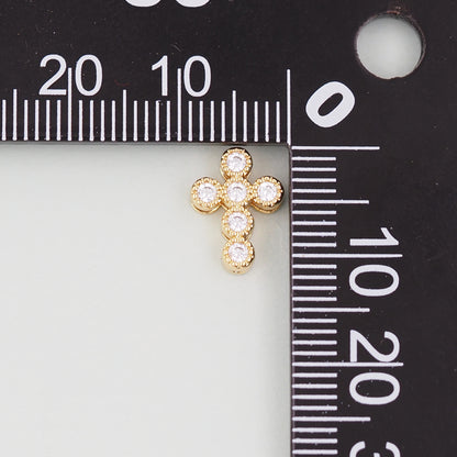 18K Gold Filled Cross Pendant,Cross Charm Bracelet Necklace for DIY Jewelry Making Supply