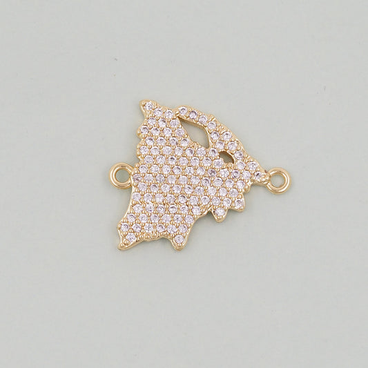 18K Gold Filled map Pendant,Map Charm Bracelet Necklace for DIY Jewelry Making Supply