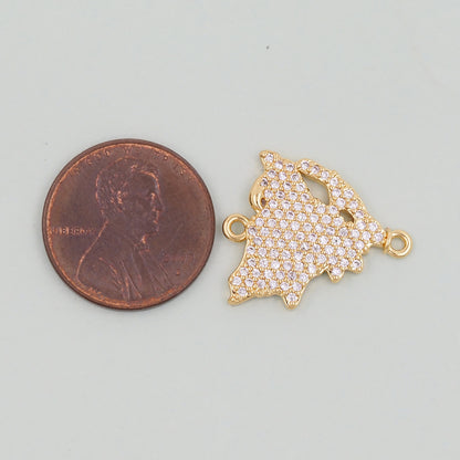 18K Gold Filled map Pendant,Map Charm Bracelet Necklace for DIY Jewelry Making Supply