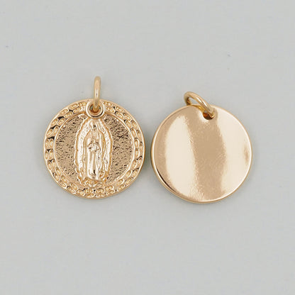 Gold Our Lady of Guadalupe Charms,18K Gold Filled virgin mary Pendant Charm Bracelet Necklace for DIY Jewelry Making Supply