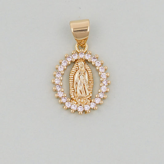 Gold Our Lady of Guadalupe Charms,18K Gold Filled virgin mary Pendant Charm Bracelet Necklace for DIY Jewelry Making Supply