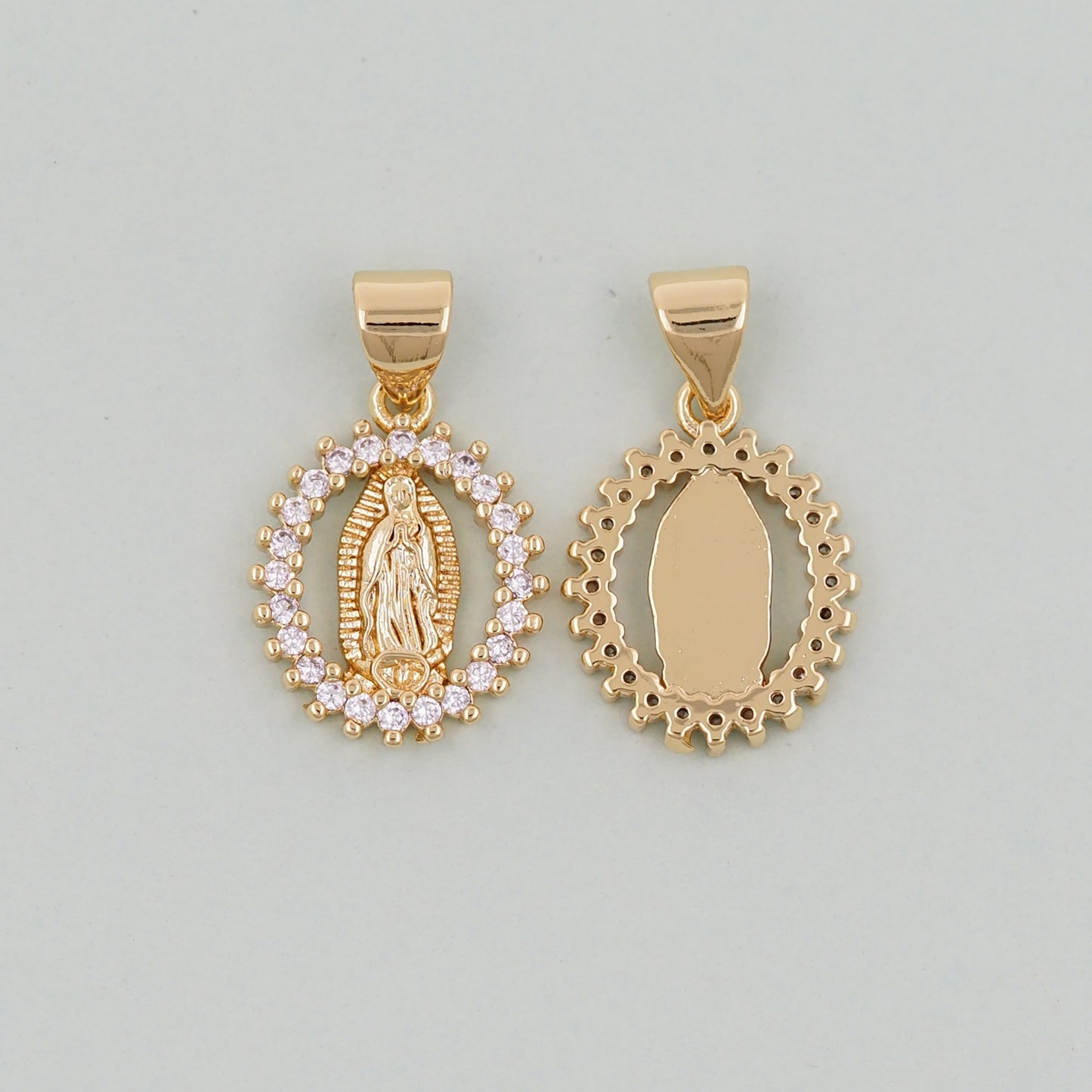 Gold Our Lady of Guadalupe Charms,18K Gold Filled virgin mary Pendant Charm Bracelet Necklace for DIY Jewelry Making Supply