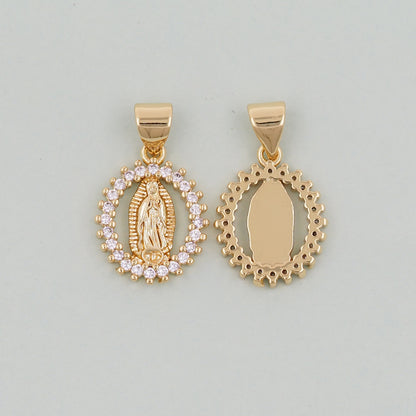Gold Our Lady of Guadalupe Charms,18K Gold Filled virgin mary Pendant Charm Bracelet Necklace for DIY Jewelry Making Supply