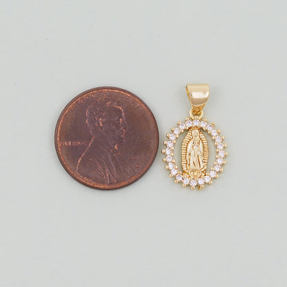 Gold Our Lady of Guadalupe Charms,18K Gold Filled virgin mary Pendant Charm Bracelet Necklace for DIY Jewelry Making Supply