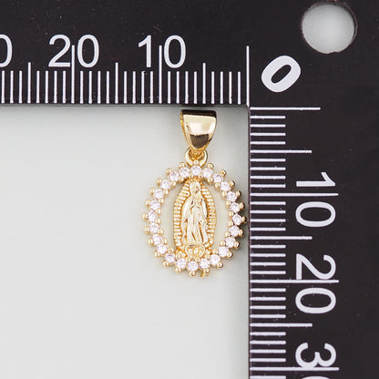 Gold Our Lady of Guadalupe Charms,18K Gold Filled virgin mary Pendant Charm Bracelet Necklace for DIY Jewelry Making Supply