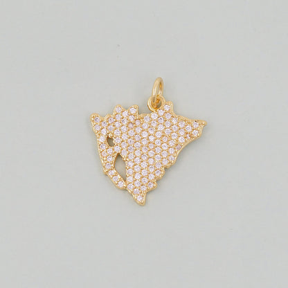 18K Gold Filled map Pendant,Map Charm Bracelet Necklace for DIY Jewelry Making Supply