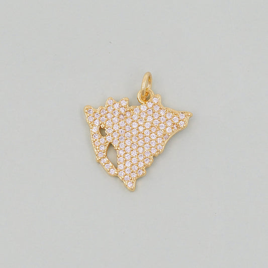 18K Gold Filled map Pendant,Map Charm Bracelet Necklace for DIY Jewelry Making Supply