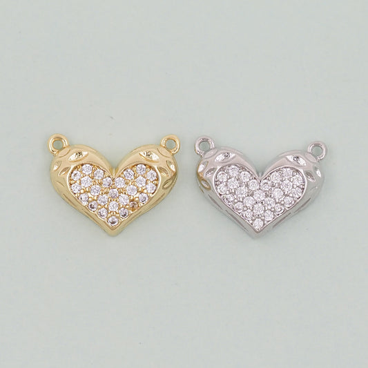 Gold Heart Charms,18K Gold Filled Heart Pendant,Heart Charm Bracelet Necklace for DIY Jewelry Making Supply