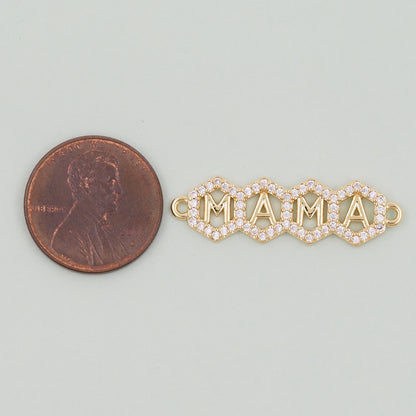 Gold Mama Charms,18K Gold Filled Mama Pendant,Mama Charm Bracelet Necklace for DIY Jewelry Making Supply